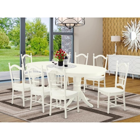 East West Furniture 9 Piece Vancouver Kitchen Furniture Set - Linen White VADO9-LWH-W